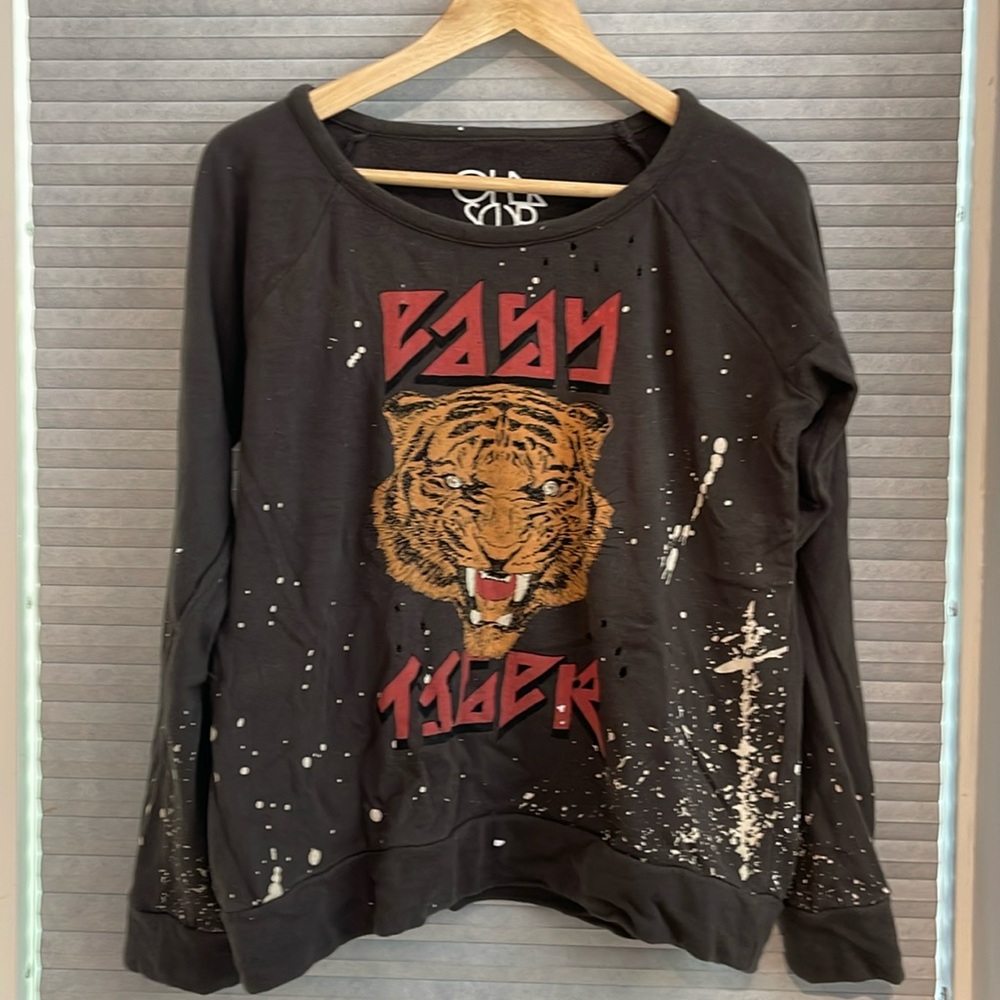 Chaser Easy Tiger Distressed Sweatshirt M worn once